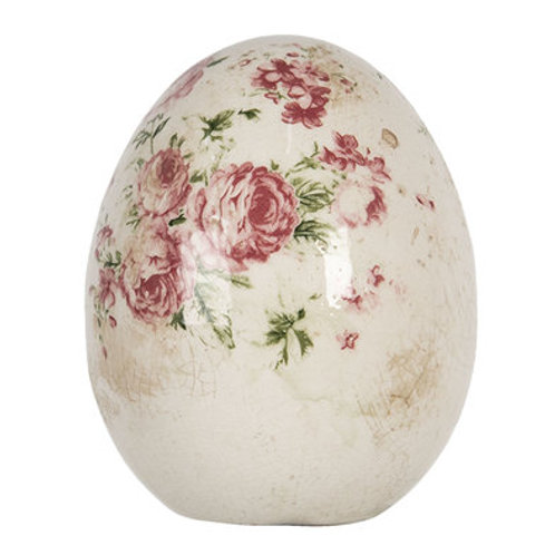 Œuf en faïence motif fleuri