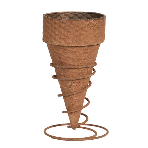Porte plante cornet de glace effet rouillé
